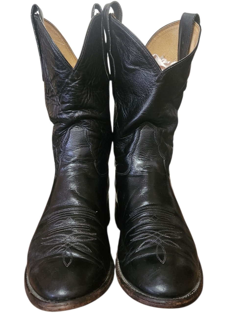 Vtg Tony Lama 2801 Men’s Western Cowboy Boots Size 10B Black Leather USA Classic - Picture 5 of 16